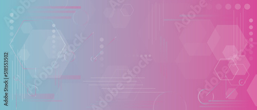 Vector Neon Abstract Design Template. Meta Verse, Virtual Reality and Technology Concept Pattern Background. Magenta and Blue Color Gradient Banner Design.