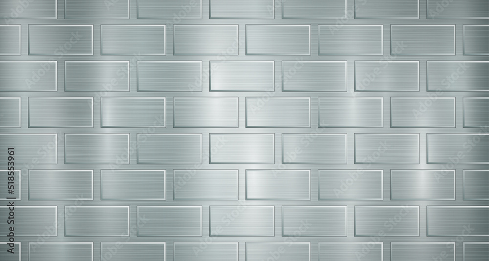 Abstract metallic background in light blue colors with highlights and a texture of big voluminous convex rectangles, like bricks Abstract metallic background in light blue colors with highlights and a texture of big voluminous convex rectangles, like bricks