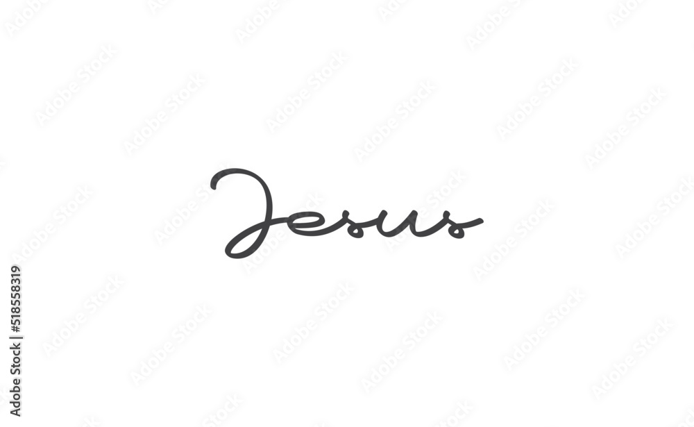 Jesus vector calligraphy lettering. Faith in the lord religious banner. Praise.