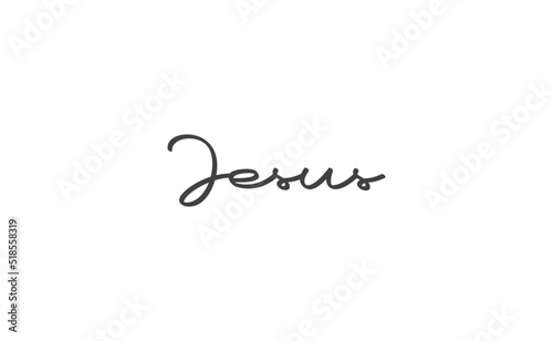Jesus vector calligraphy lettering. Faith in the lord religious banner. Praise.