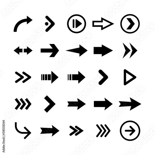 Arrows collection. Set of arrow pictogram icons. Arrowhead symbols.