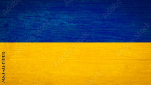 Ukrainian flag background - Old wooden boards, wood wall texture, in the colors of the flag of Ukraine