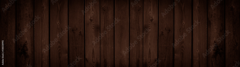 Naklejka premium Old brown rustic dark wooden texture - wood timber background panorama long banner