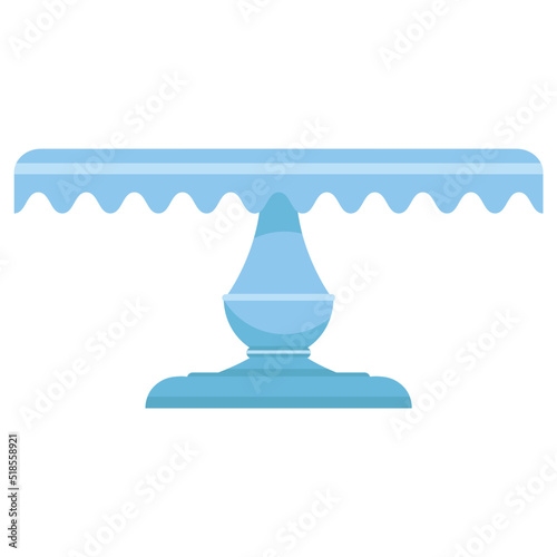 Blue cake stand in vintage style on white background. Vector flat graphic.