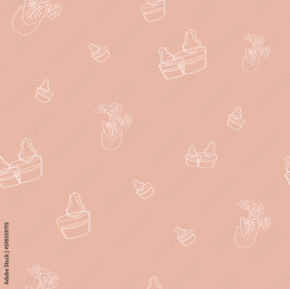 pattern in the style of doodle tropical plants