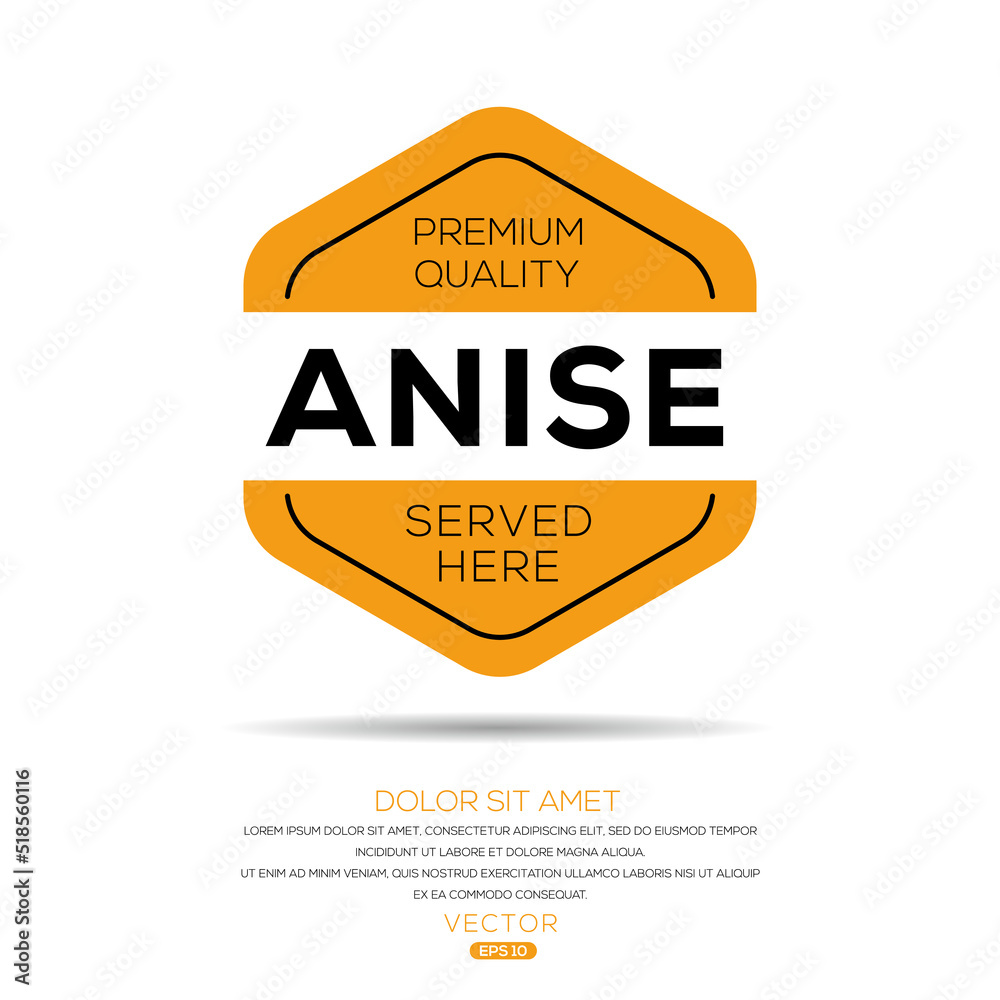 Creative (Anise) drink, Anise sticker, vector illustration.