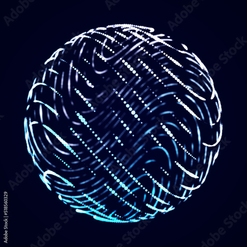 Abstract sphere. Network of dots. Abstract digital background. 3d rendering