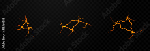 Vector cracked earth with lava PNG. Set of cracks with lava on an isolated transparent background. Lava, crack, magma PNG.