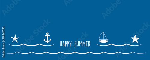 Photography summer holiday marine design banner sea boat shell starfish ancher