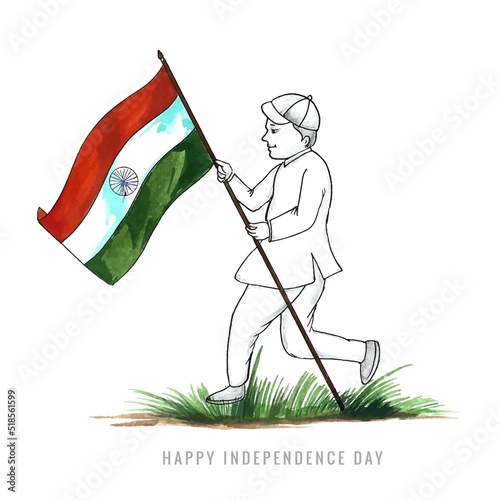 Hand draw sketch happy independence day festival card background
