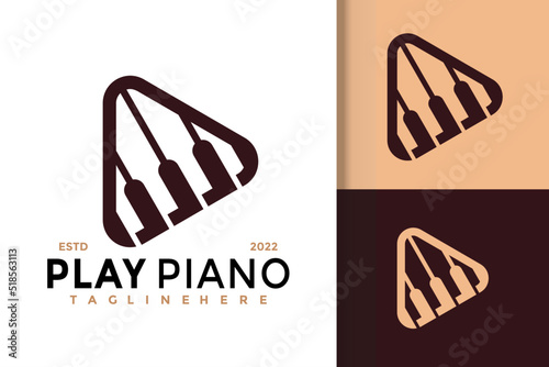Piano Play Media Logo Design, Brand Identity logos vector, modern logo, Logo Designs Vector Illustration Template