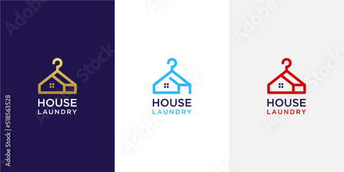 Laundry house logo with letter h and line art style