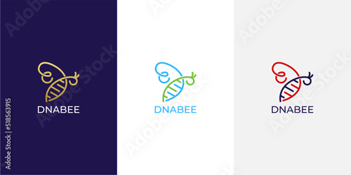 Bee DNA logo icon with line art style