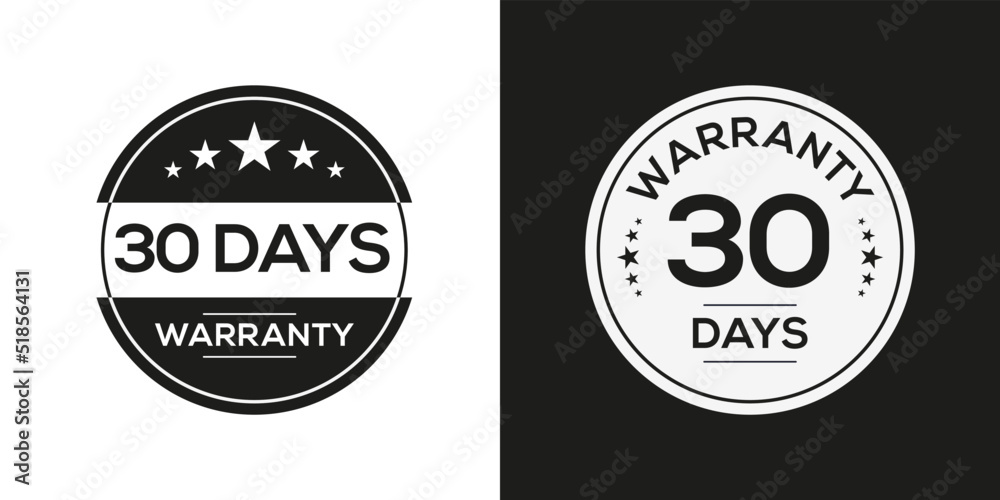(30 Days warranty) seal stamp, vector label.