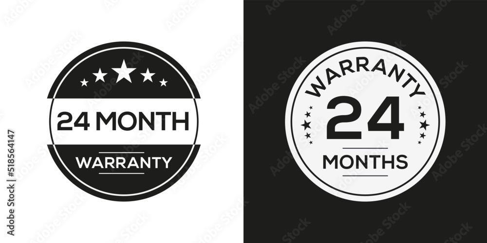(24 months warranty) seal stamp, vector label.
