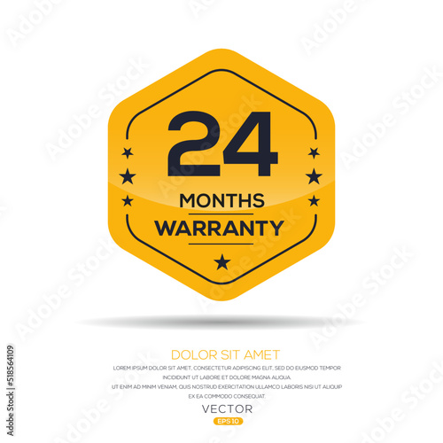 (24 months warranty) seal stamp, vector label.