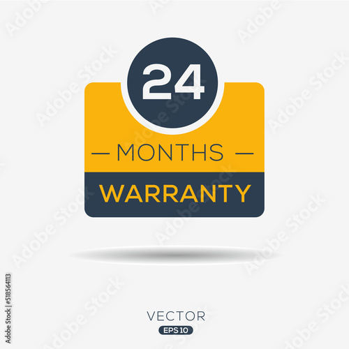 (24 months warranty) seal stamp, vector label.
