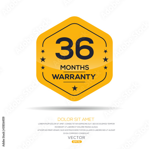 (36 months warranty) seal stamp, vector label.