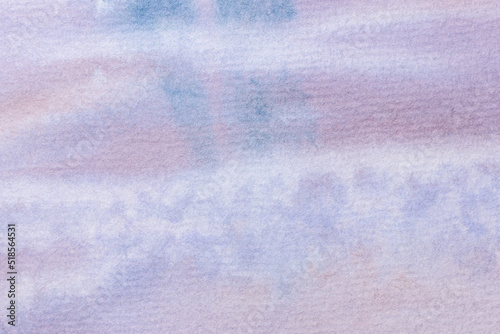 Abstract art background light blue and pink colors. Watercolor painting on canvas with soft lilac gradient.