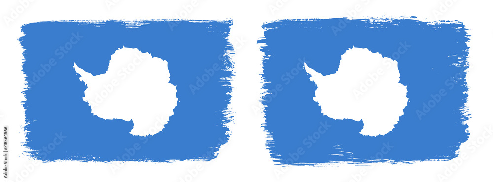 A set of two vector brush flags of Antarctica with abstract shape brush stroke effect A set of two vector brush flags of Antarctica with abstract shape brush stroke effect