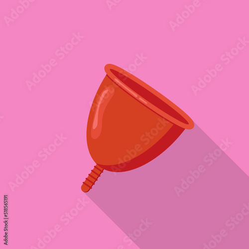 Flat style menstrual cup icon with a long shadow. Vector illustration