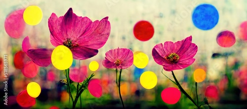 Trippy hallucinations of impossibly vibrant surreal flower blooms. Polka dots and bokeh blur psychedelic extravaganza.  © SoulMyst