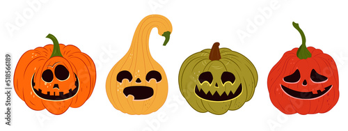 Jack-o’-lantern, symbol of Halloween holiday. Halloween pumpkin stencil.