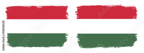 Free Download A set of two vector brush flags of Hungary with abstract shape brush stroke effect - GFXLoad