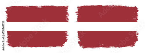 Free Download A set of two vector brush flags of Latvia with abstract shape brush stroke effect - GFXLoad