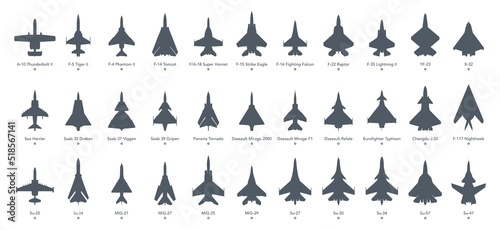 Vászonkép Military aircrafts icon set