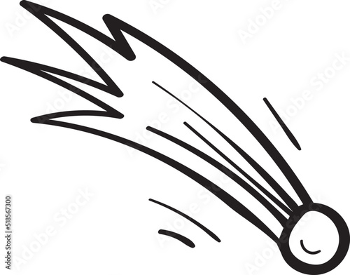 Flying asteroid doodle. Vector clip art illustration