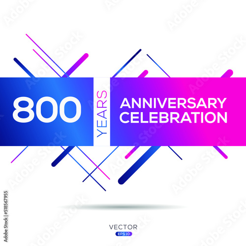 800 years anniversary celebration template, Vector illustration. photo