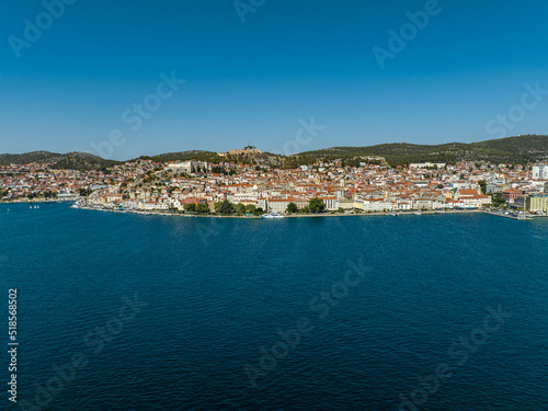 Fototapeta Naklejka Na Ścianę i Meble -  Croatia - Amazing Sibenik the historical city in heart of Dalmacia from drone view