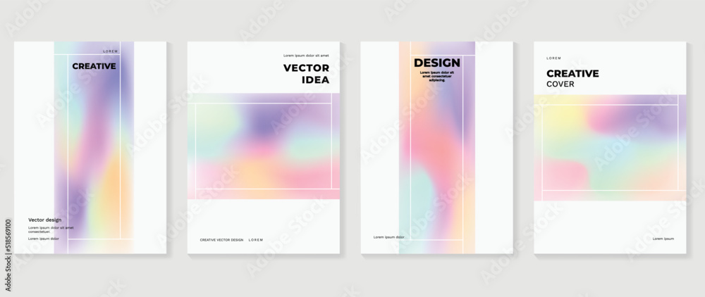 Abstract fluid gradient background vector. Hologram style cover template with shapes, colorful and liquid color. Modern wallpaper design perfect for social media, idol poster, photo frame.