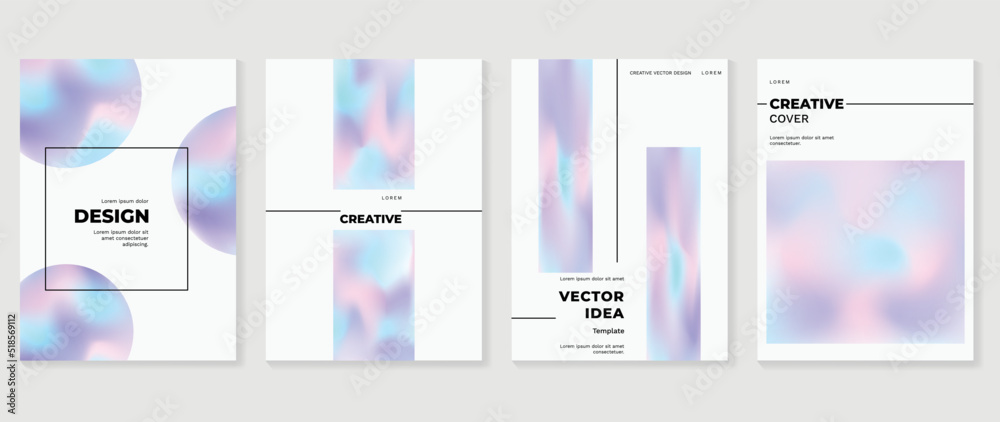 Fototapeta premium Abstract fluid gradient background vector. Hologram style cover template with shapes, colorful and liquid color. Modern wallpaper design perfect for social media, idol poster, photo frame.