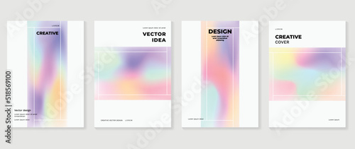 Abstract fluid gradient background vector. Hologram style cover template with shapes, colorful and liquid color. Modern wallpaper design perfect for social media, idol poster, photo frame.