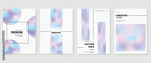 Abstract fluid gradient background vector. Hologram style cover template with shapes, colorful and liquid color. Modern wallpaper design perfect for social media, idol poster, photo frame.