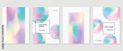 Abstract fluid gradient background vector. Hologram style cover template with shapes, colorful and liquid color. Modern wallpaper design perfect for social media, idol poster, photo frame.