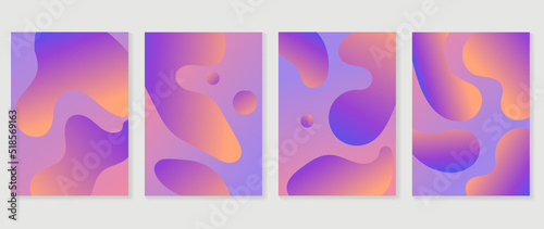 Abstract fluid gradient background vector. Hologram style cover template with shapes  colorful and liquid color. Modern wallpaper design perfect for social media  idol poster  photo frame.
