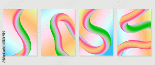 Abstract fluid gradient background vector. Hologram style cover template with shapes, dynamic shapes and liquid color. Modern wallpaper design perfect for social media, idol poster, photo frame.