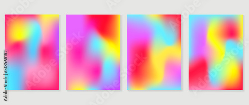 Abstract fluid gradient background vector. Hologram style cover template with shapes, colorful and liquid color. Modern wallpaper design perfect for social media, idol poster, photo frame.