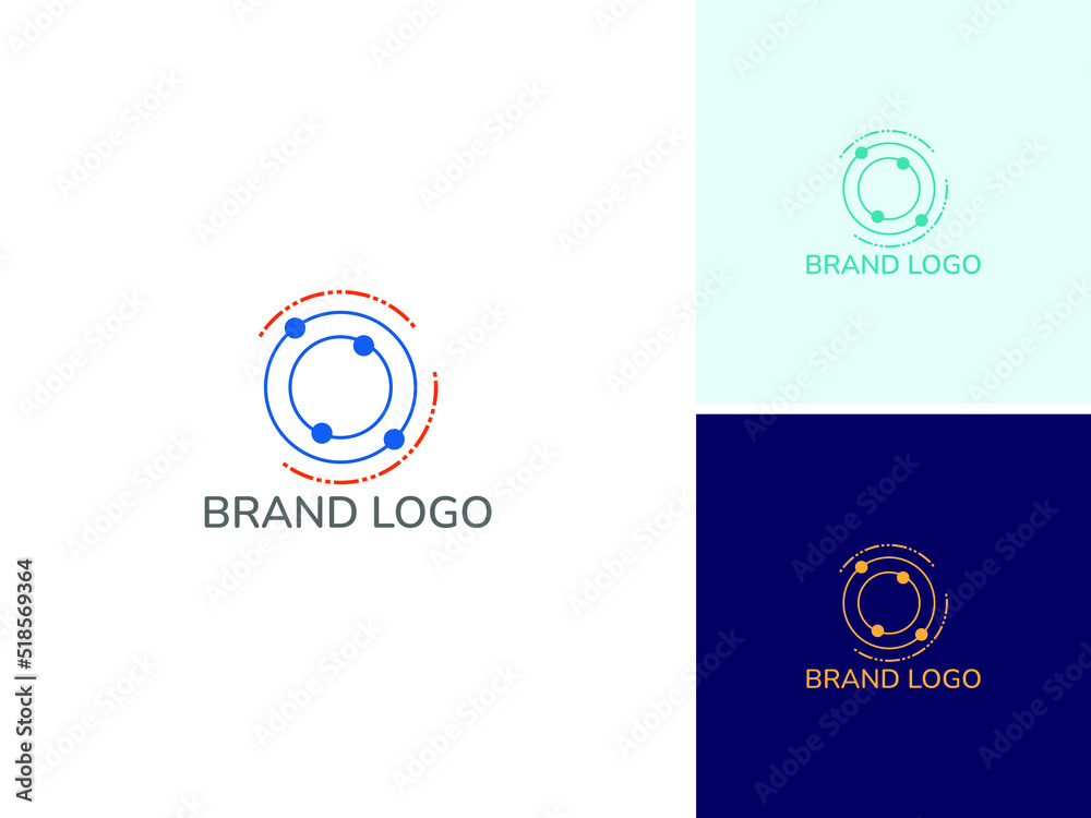 ILLUSTRATION ABSTRACT CIRCLE TECH WITH DOT CONNECTION SIMPLE LOGO ICON DESIGN VECTOR
