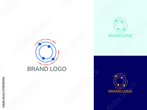 ILLUSTRATION ABSTRACT CIRCLE TECH WITH DOT CONNECTION SIMPLE LOGO ICON DESIGN VECTOR