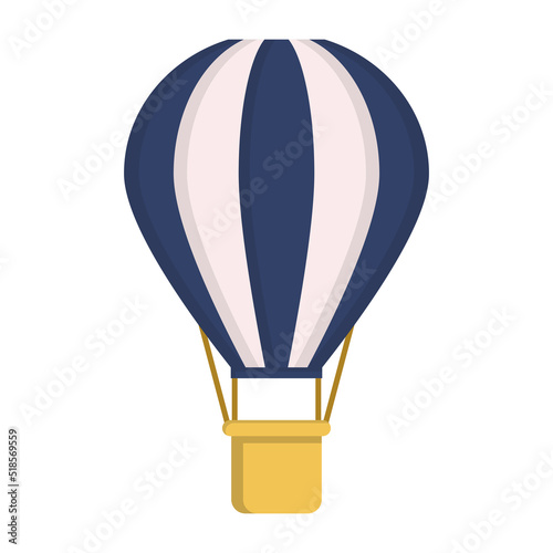 Flat icon hot air balloon isolated on white background. Vector illustration.