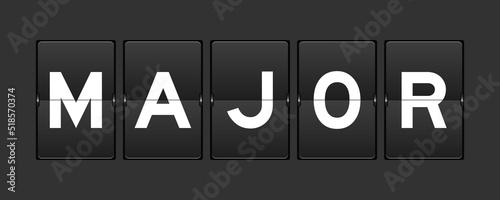 Black color analog flip board with word major on gray background