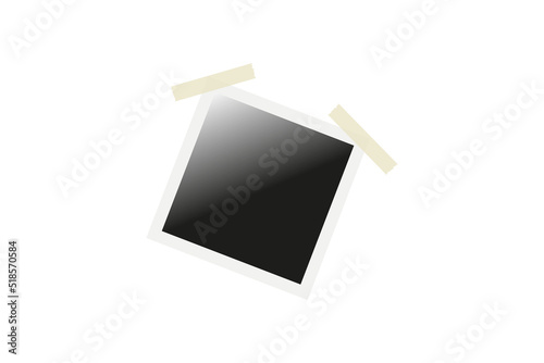 Photo frames sticked on duct tape on transparent background. Template mockups for design. Vector illustration