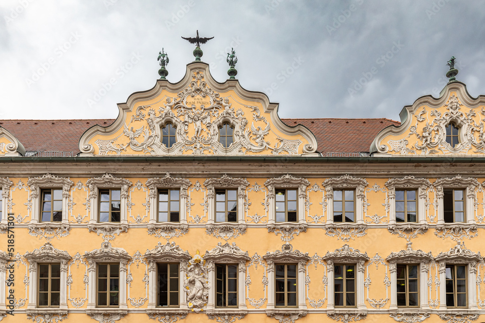 facade and detail of house in the city of Würzburg, Bavaria