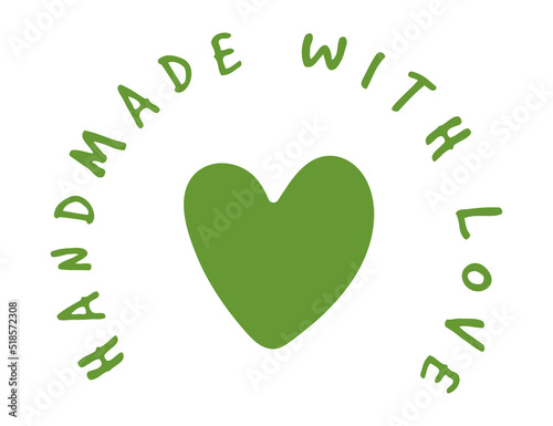 Hand Made with Love by inscription lettering quote. Made with Love calligraphy. Made with Love card. Vector illustration