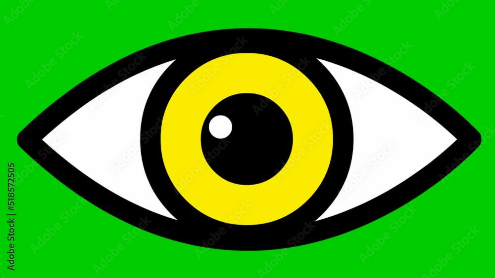Animated yellow eye close. blinks an eye. Linear icon. Looped video. Vector illustration on green background. Animated yellow eye close. blinks an eye. Linear icon. Looped video. Vector illustration on green background.
