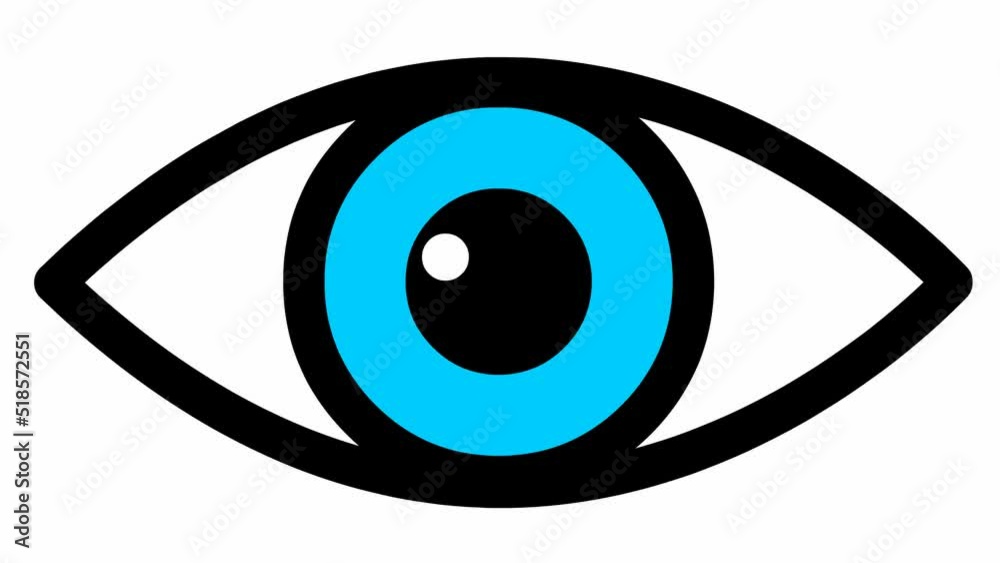 Animated blue eye close. blinks an eye. Linear icon. Looped video. Vector illustration on white background.